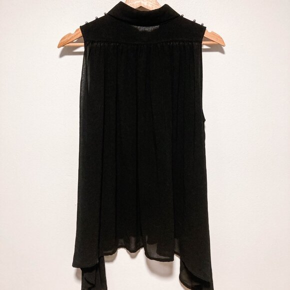 Jewel Collar Button-up Sleeveless Sheer Shirt - Picture 11 of 14